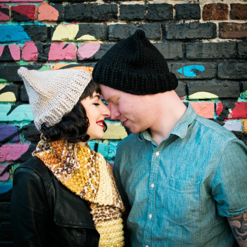 Emma in Pattymac Knits, Spring knitting with Street Style, cat hats knit from an easy knitting pattern