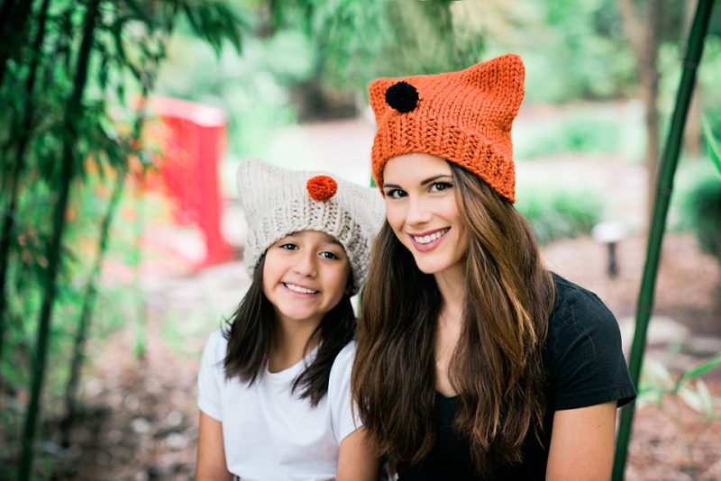 cat hats made from an easy knitting pattern by Pattymac Knits. Makes the cutest family portrait session EVER!