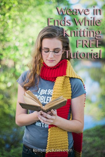 How To Weave in the ends of your knitting while still knitting the project | Weaving in ends while knitting is a great time saver! Saves on Finishing time!